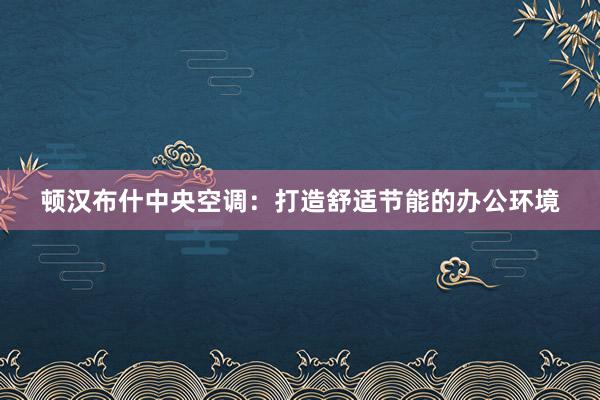 顿汉布什中央空调：打造舒适节能的办公环境